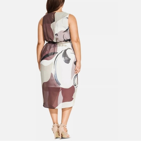 NWT city chic brown and white faux wrap dress size 16W - Picture 2 of 7